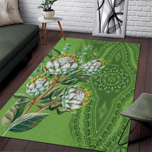 Afro King Proteas Dashiki Motif Area Rug Green Style
