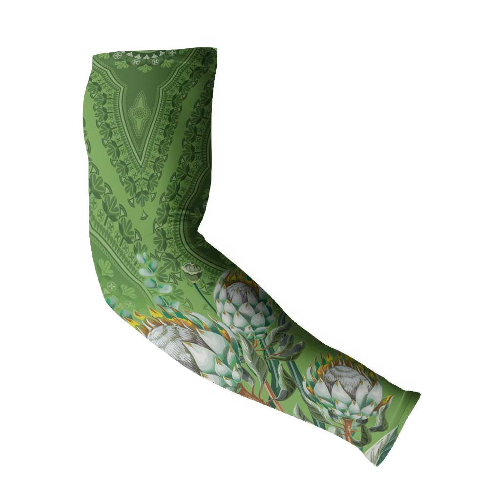 Africa King Proteas Dashiki Motif Arm Sleeves Green Style