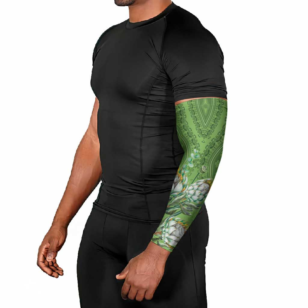 Africa King Proteas Dashiki Motif Arm Sleeves Green Style
