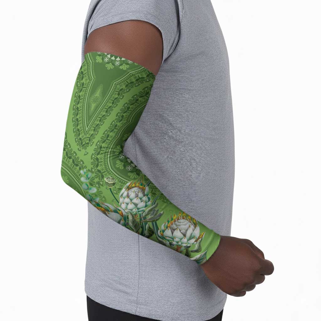 Africa King Proteas Dashiki Motif Arm Sleeves Green Style