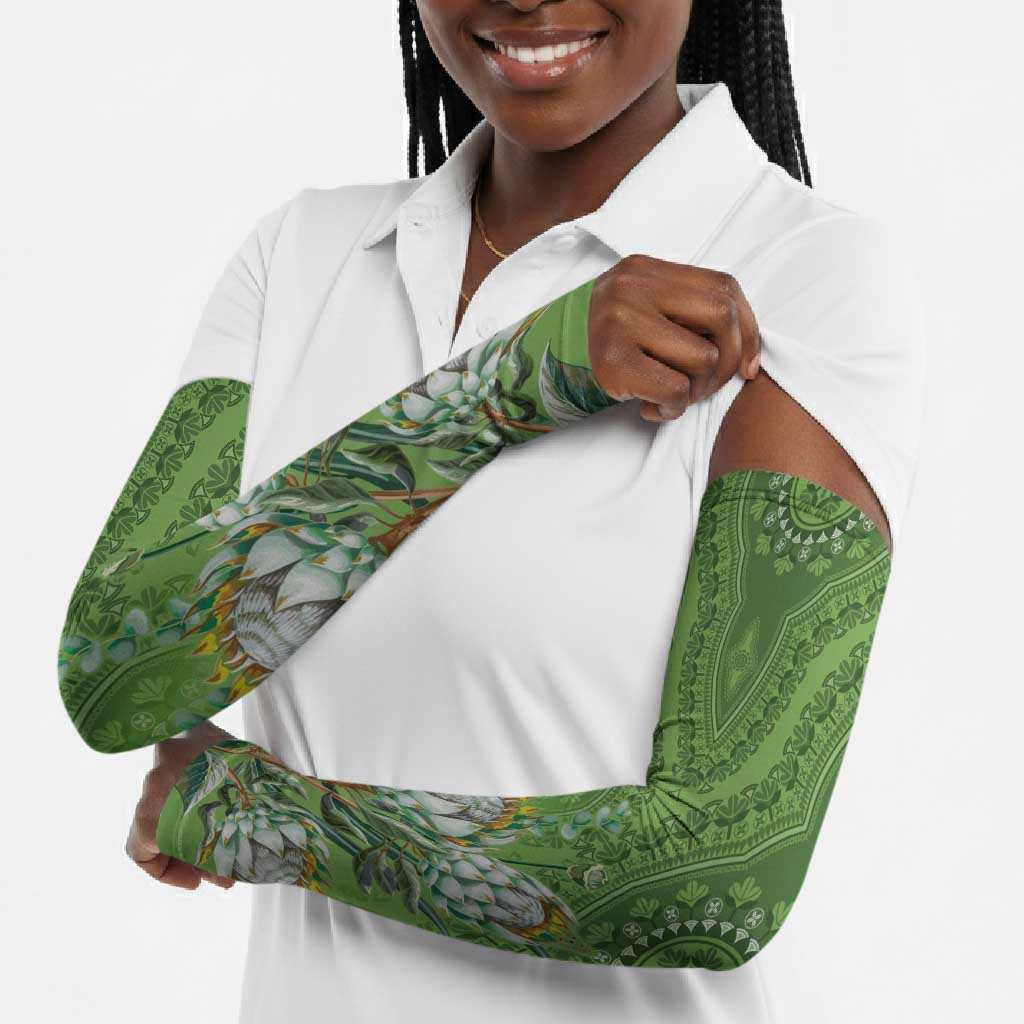 Africa King Proteas Dashiki Motif Arm Sleeves Green Style