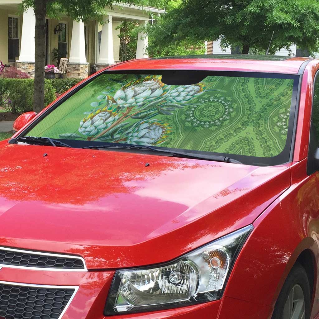 Africa King Proteas Dashiki Motif Auto Sun Shade Green Style
