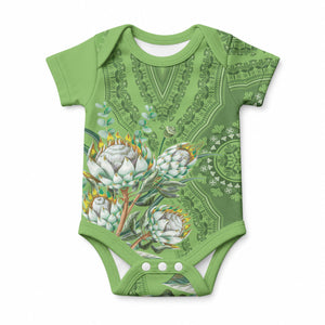 Africa King Proteas Dashiki Motif Baby Onesie Green Style