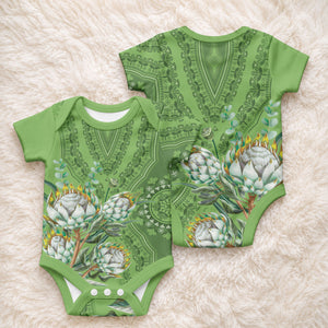 Africa King Proteas Dashiki Motif Baby Onesie Green Style