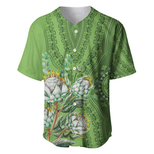 Afro King Proteas Dashiki Motif Baseball Jersey Green Style