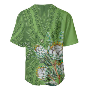 Afro King Proteas Dashiki Motif Baseball Jersey Green Style