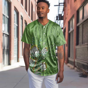 Afro King Proteas Dashiki Motif Baseball Jersey Green Style