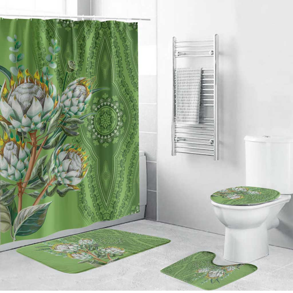 Africa King Proteas Dashiki Motif Bathroom Set Green Style
