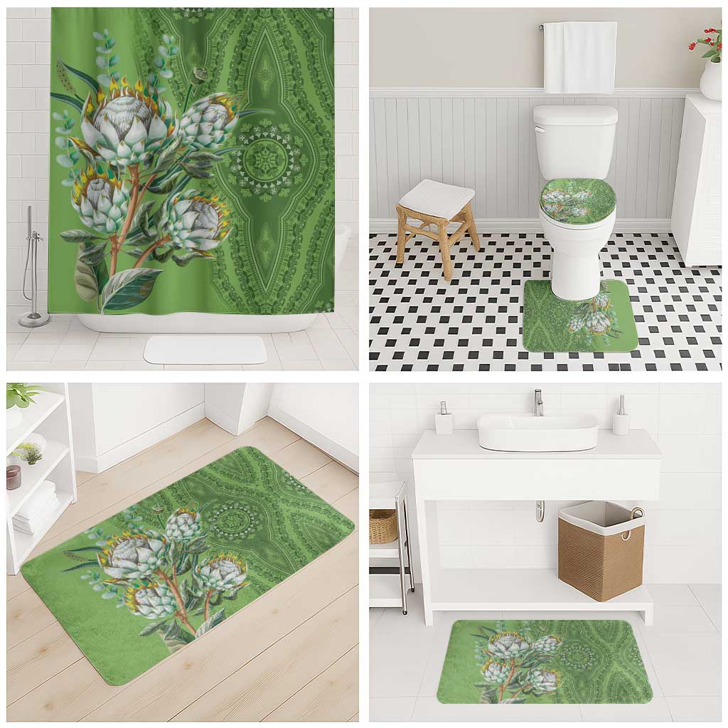 Africa King Proteas Dashiki Motif Bathroom Set Green Style