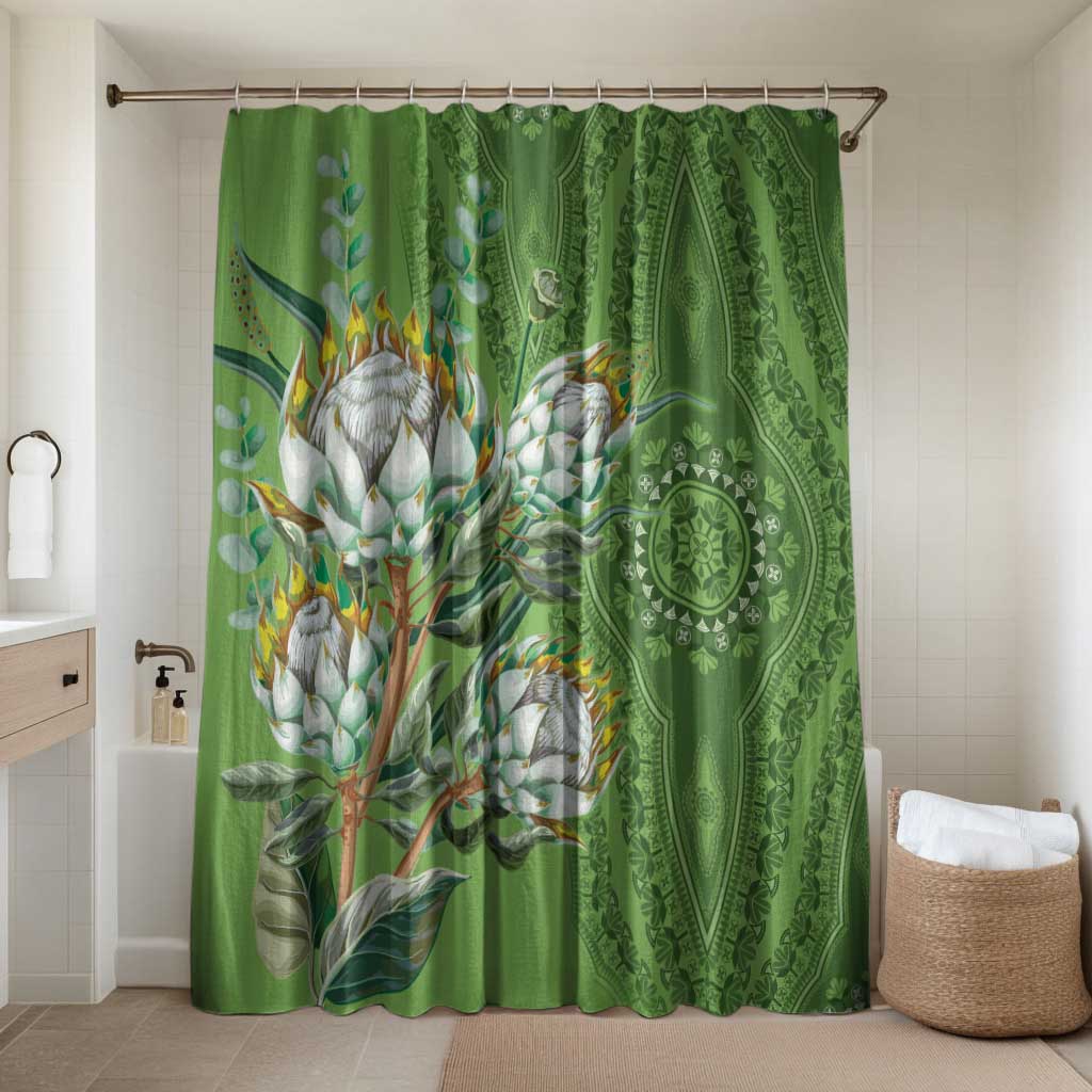Africa King Proteas Dashiki Motif Bathroom Set Green Style