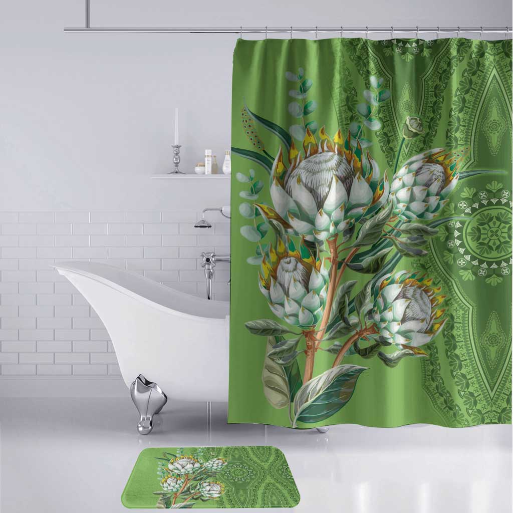 Africa King Proteas Dashiki Motif Bathroom Set Green Style