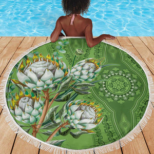 Afro King Proteas Dashiki Motif Beach Blanket Green Style