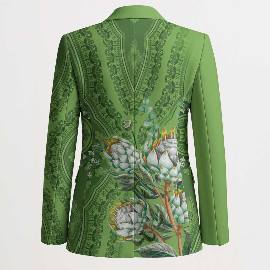 Africa King Proteas Dashiki Motif Blazer Green Style