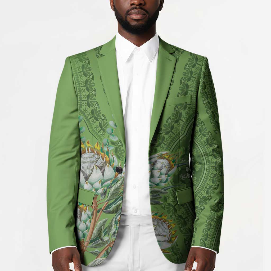 Africa King Proteas Dashiki Motif Blazer Green Style