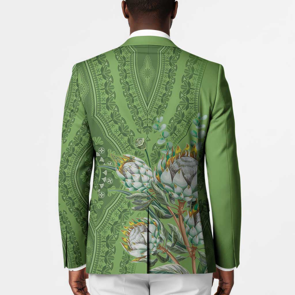 Africa King Proteas Dashiki Motif Blazer Green Style
