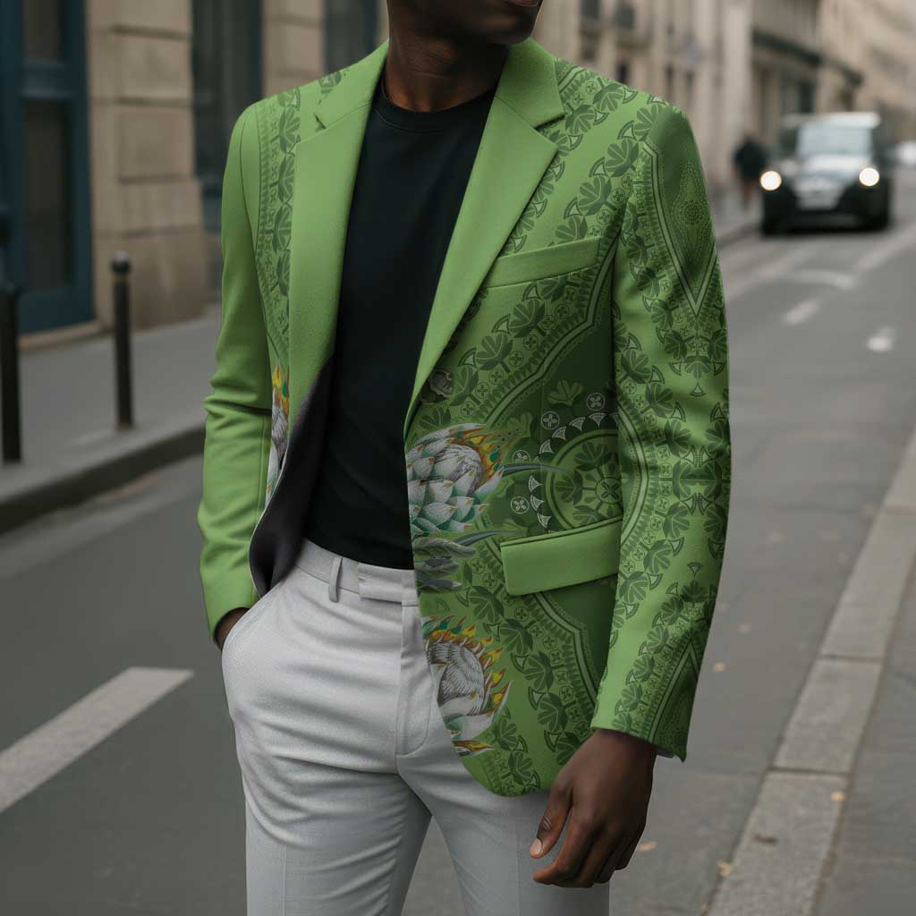 Africa King Proteas Dashiki Motif Blazer Green Style