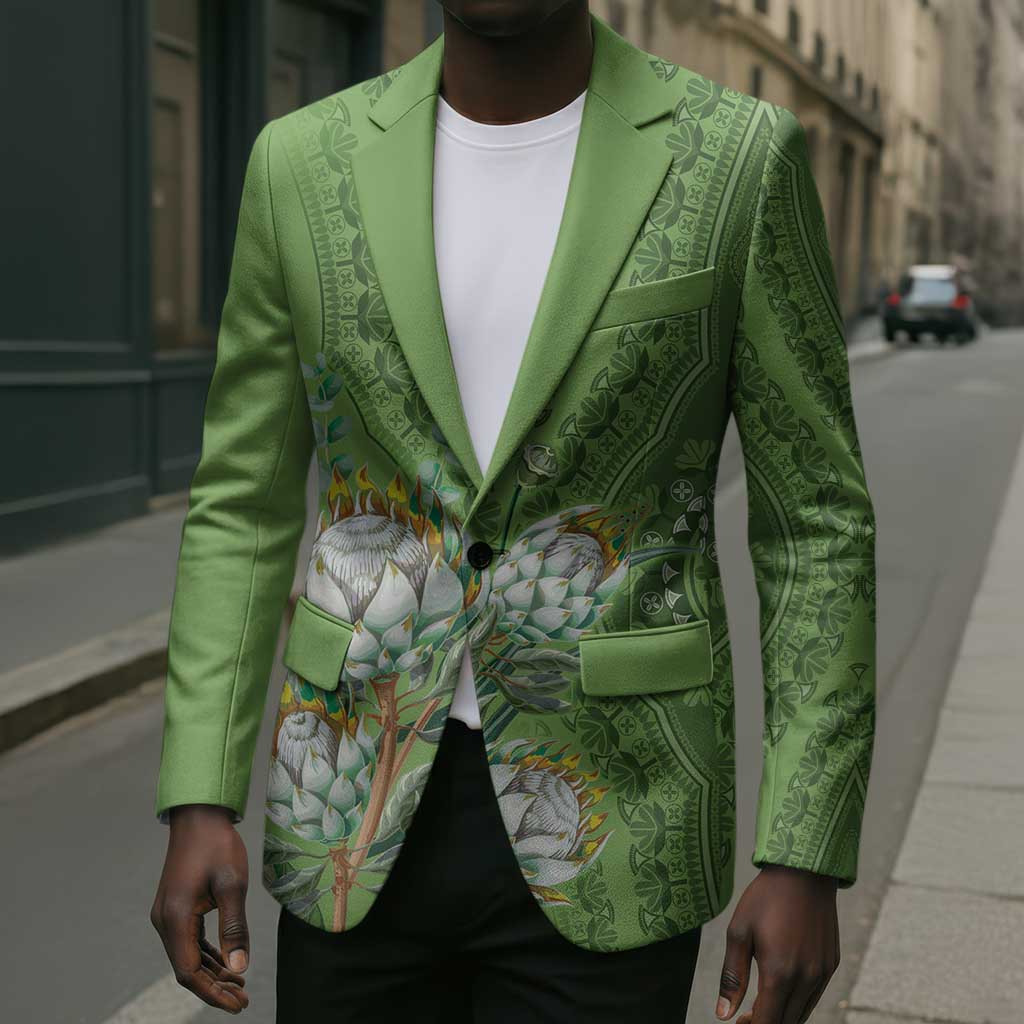 Africa King Proteas Dashiki Motif Blazer Green Style