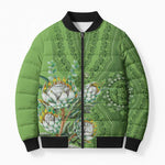 Africa King Proteas Dashiki Motif Bomber Puffer Jacket Green Style