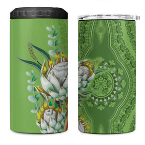 Afro King Proteas Dashiki Motif 4 in 1 Can Cooler Tumbler Green Style