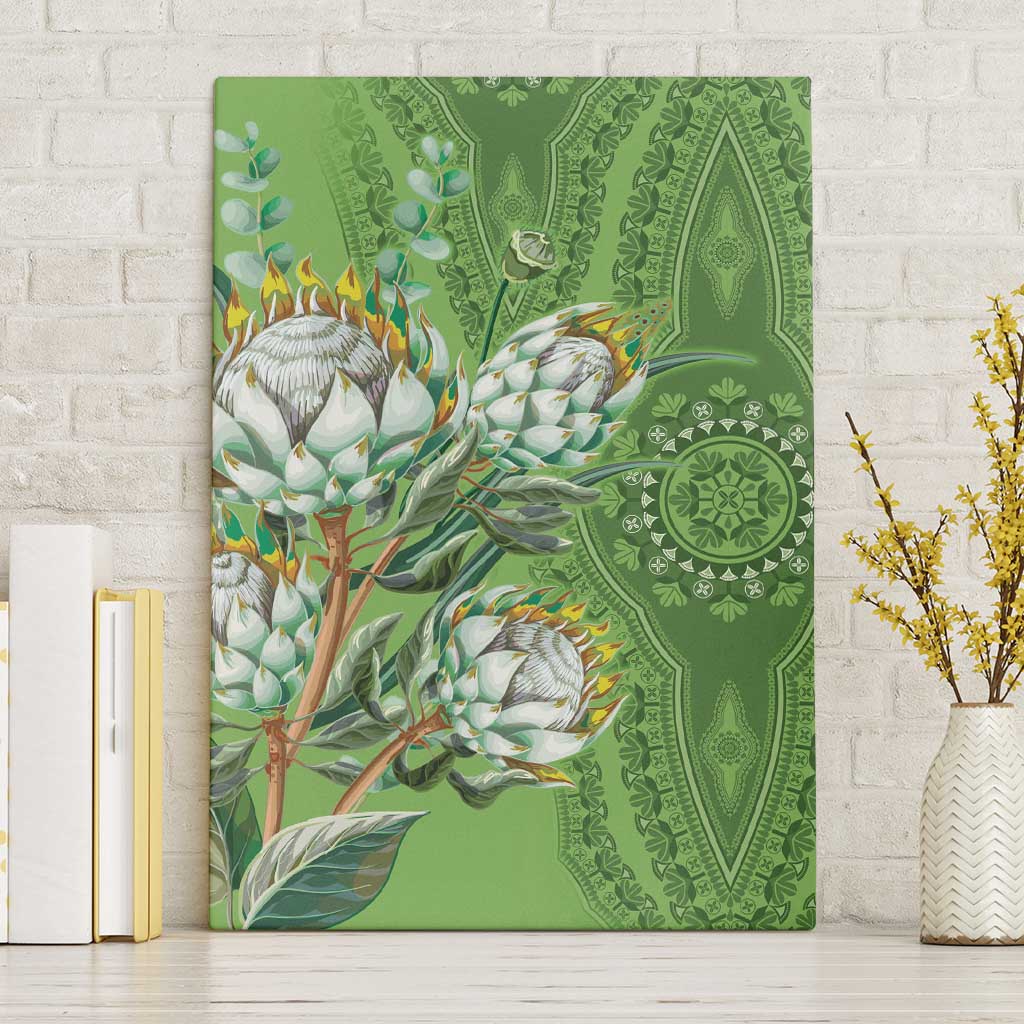 Afro King Proteas Dashiki Motif Canvas Wall Art Green Style