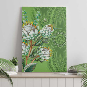 Afro King Proteas Dashiki Motif Canvas Wall Art Green Style