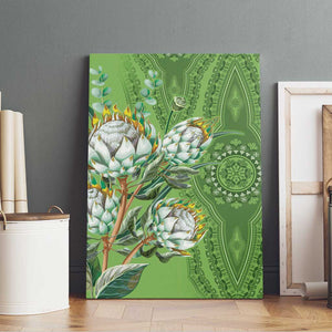 Afro King Proteas Dashiki Motif Canvas Wall Art Green Style