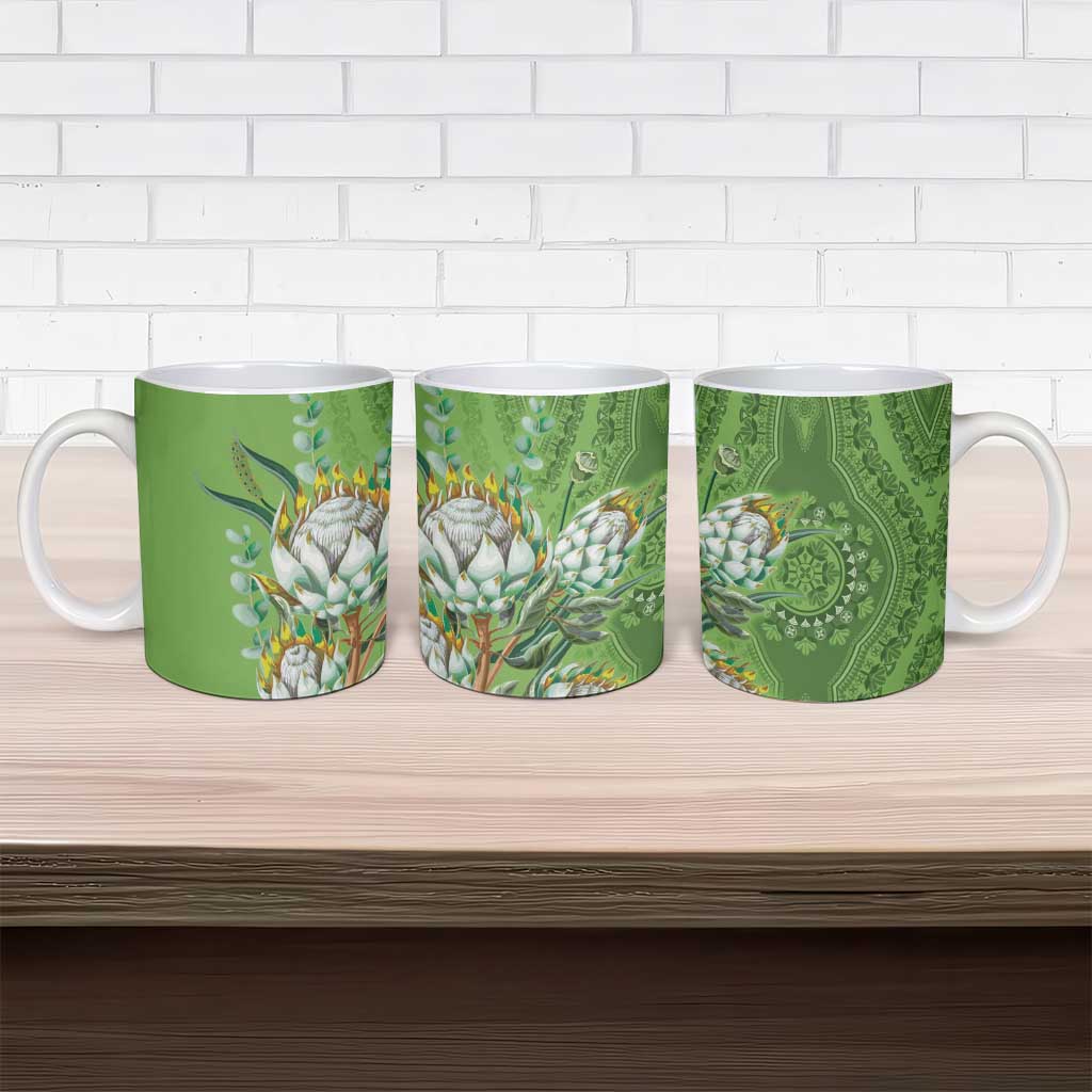 Africa King Proteas Dashiki Motif Ceramic Mug Green Style
