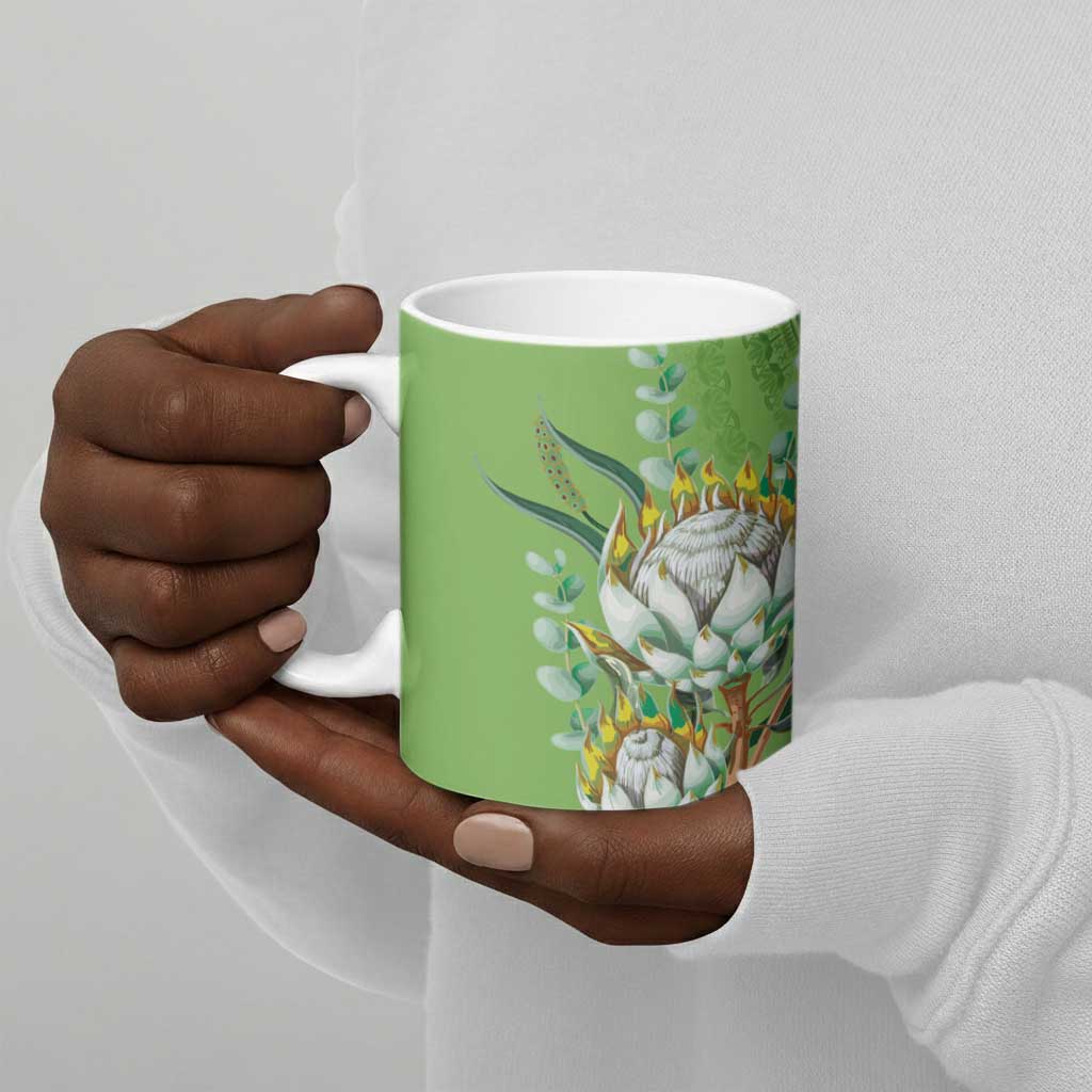 Africa King Proteas Dashiki Motif Ceramic Mug Green Style