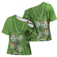 Africa King Proteas Dashiki Motif Cross Shoulder Shirt Green Style