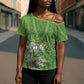 Africa King Proteas Dashiki Motif Cross Shoulder Shirt Green Style