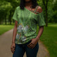 Africa King Proteas Dashiki Motif Cross Shoulder Shirt Green Style