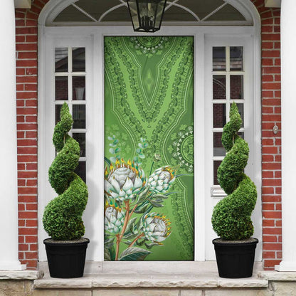 Africa King Proteas Dashiki Motif Door Cover Green Style