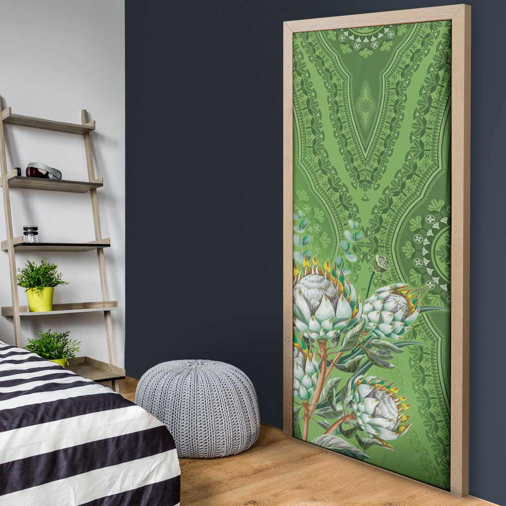 Africa King Proteas Dashiki Motif Door Cover Green Style