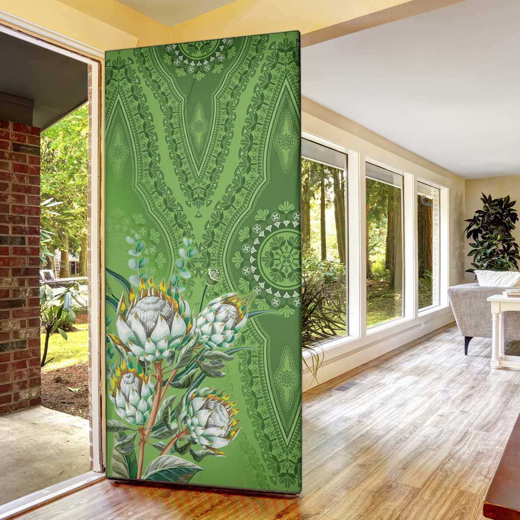 Africa King Proteas Dashiki Motif Door Cover Green Style