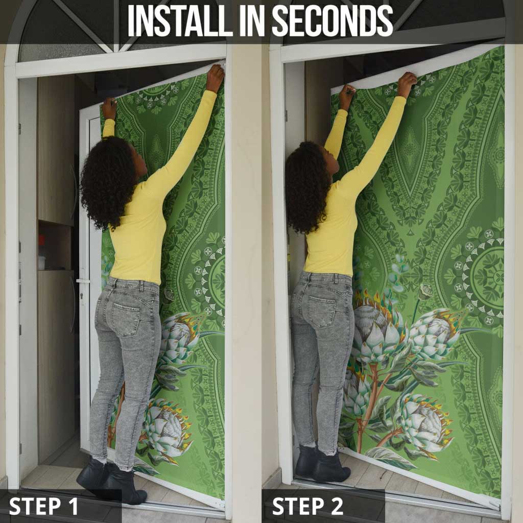 Africa King Proteas Dashiki Motif Door Cover Green Style