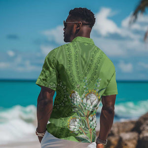 Afro King Proteas Dashiki Motif Hawaiian Shirt Green Style