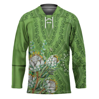 Africa King Proteas Dashiki Motif Hockey Jersey Green Style
