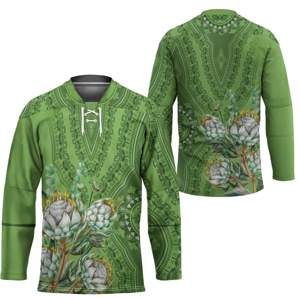 Africa King Proteas Dashiki Motif Hockey Jersey Green Style