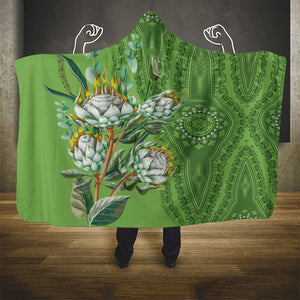 Afro King Proteas Dashiki Motif Hooded Blanket Green Style