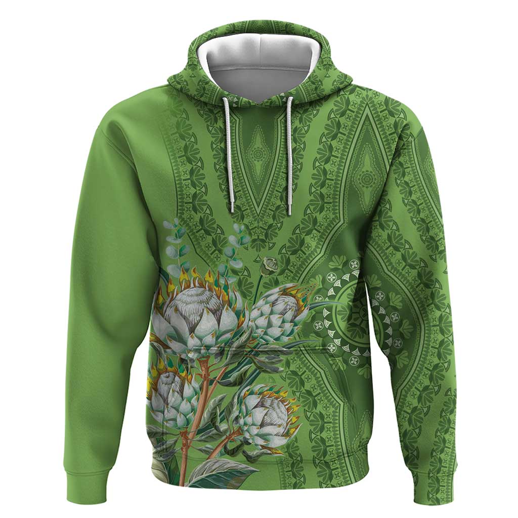 Afro King Proteas Dashiki Motif Hoodie Green Style