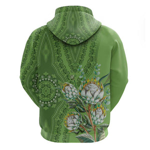 Afro King Proteas Dashiki Motif Hoodie Green Style