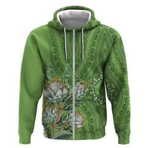 Afro King Proteas Dashiki Motif Hoodie Green Style