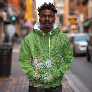 Afro King Proteas Dashiki Motif Hoodie Green Style