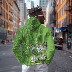 Afro King Proteas Dashiki Motif Hoodie Green Style