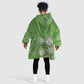 Afro King Proteas Dashiki Motif KId Wearable Blanket Hoodie Green Style