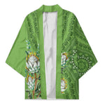 Africa King Proteas Dashiki Motif Kimono Green Style