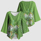 Africa King Proteas Dashiki Motif Kimono Sleeve Blouse Green Style