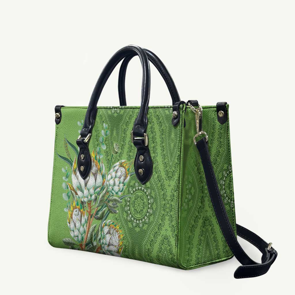 Africa King Proteas Dashiki Motif Leather Bag Green Style