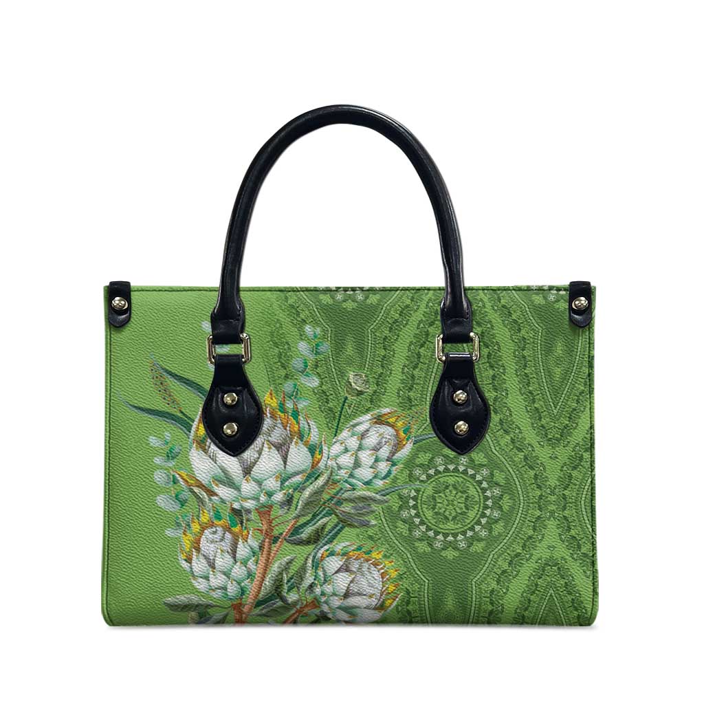 Africa King Proteas Dashiki Motif Leather Bag Green Style