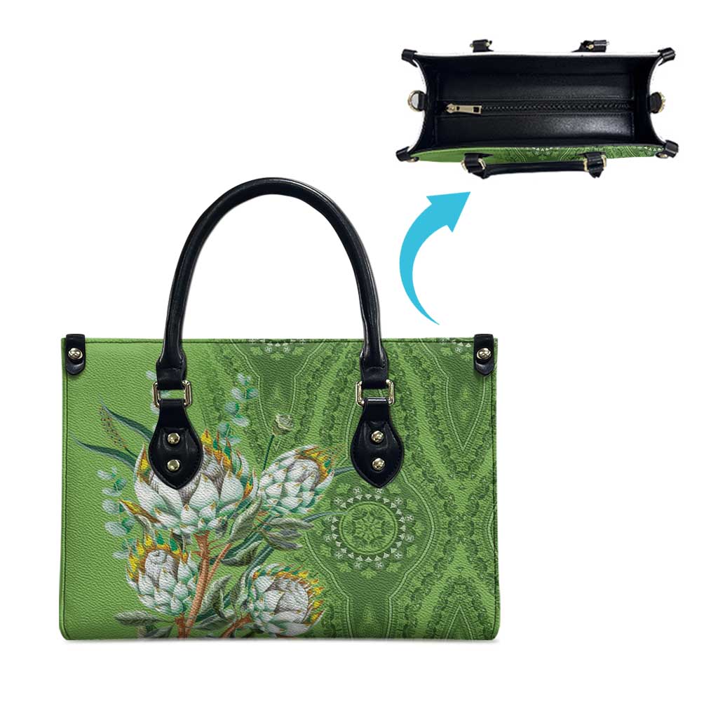Africa King Proteas Dashiki Motif Leather Bag Green Style